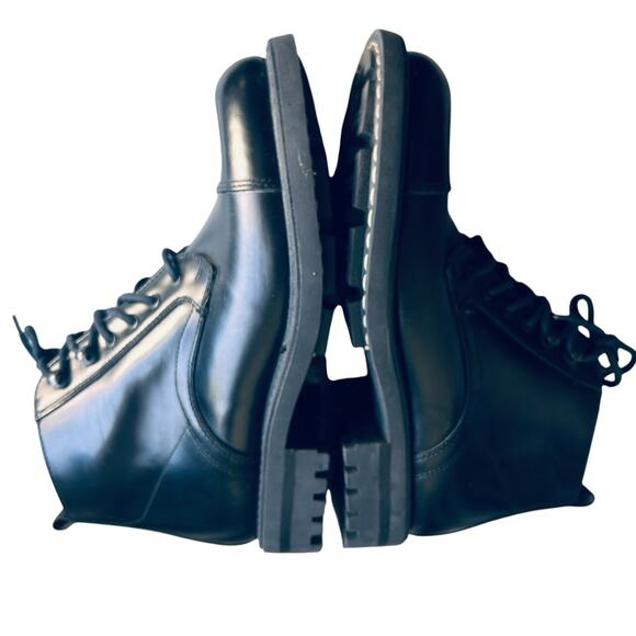 Kenneth Cole Men\'s 100% Leather Black Lace Up Combat Cap Toe Boots Size 9 Medium main image 10